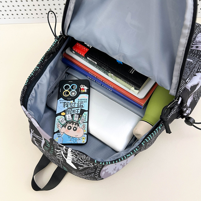 A new Korean version of Instagram, with a high level of appearance, personalized graffiti, trendy and cool backpacks, couple color contrast, simple and large-capacity backpacks Application Scenario