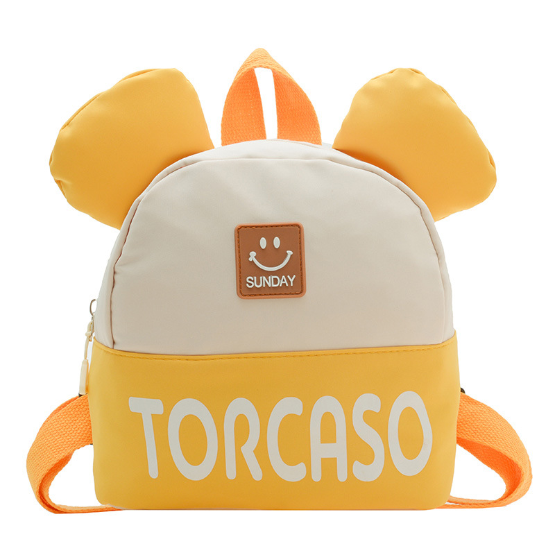 Korean children's color-blocking schoolbags for winter, new lightweight letter backpacks, cool boys and girls, kindergarten backpack trend Item Picture