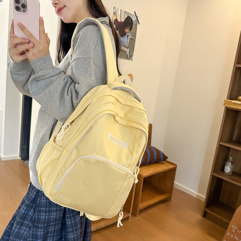 Junior high school schoolbag for girls, Korean InS-style forest style, versatile, high appearance level girl backpack, simple high school student backpack details Picture
