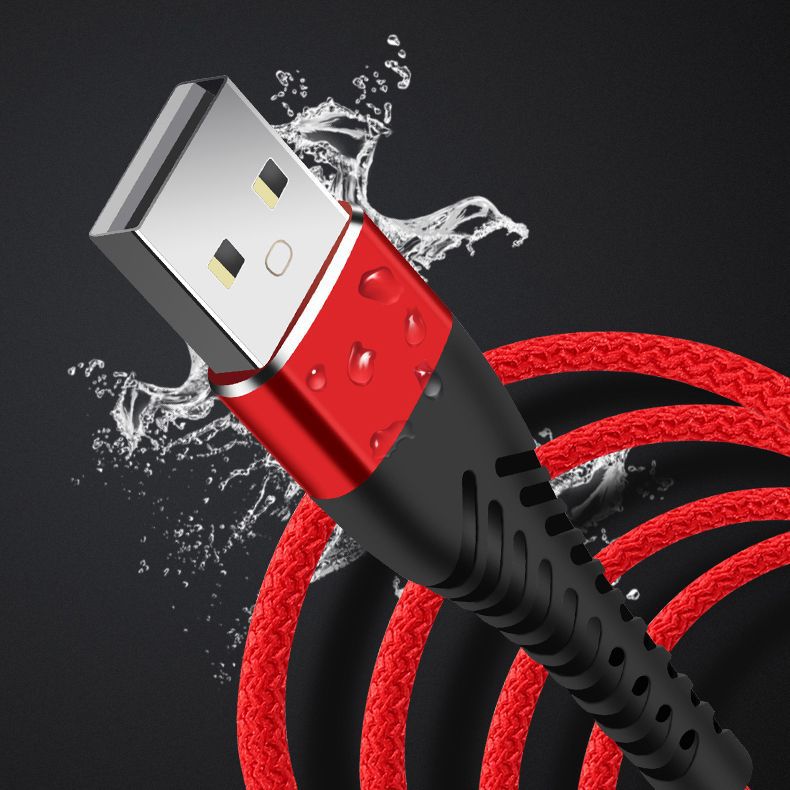 The fish-tail pin braided data cable is foldable and wear-resistant. The 2.4A fast charging cable is suitable for iPhone 15 and Android Type- details Picture