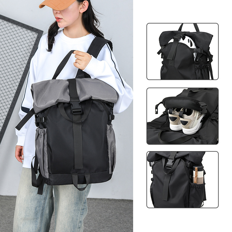 Men's high-end functional backpack, cycling backpack, cool folding rolled-up shoulder, outdoor travel bag full figure