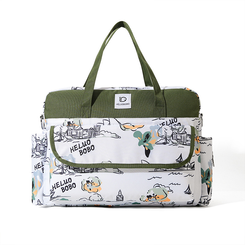 Large-capacity printed mother and baby bag, fashionable Oxford fabric for going out, new multi-functional hand-held large capacity Item Picture