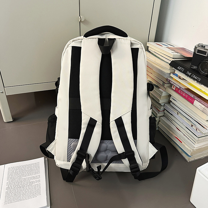 A new Korean-style ins high-appeartion-level solid-color backpack for couples, a casual, simple and lightweight travel backpack with large capacity Specification drawing