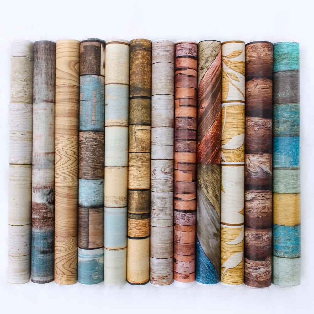 Retro 3d stereoscopic wall stickers, moisture-proof wood grain tile pattern wallpaper, self-adhesive bedroom and living room decorative background wall paper Application Scenario
