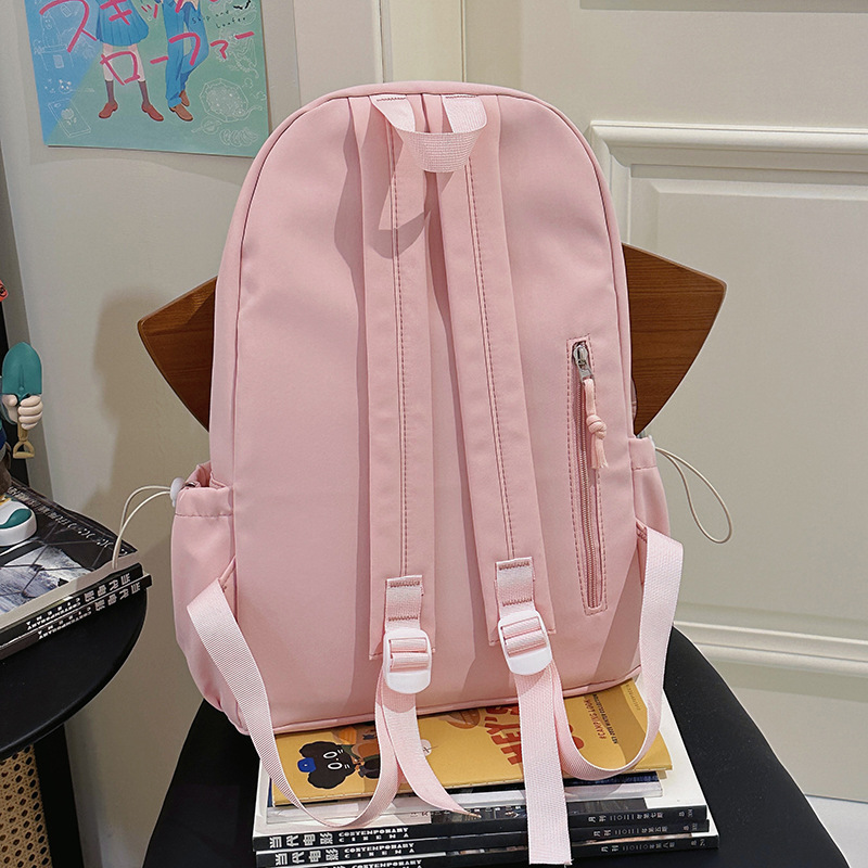 A new high-appeartion-level, fresh and cute backpack with a college style. It is a casual, simple, lightweight and versatile backpack for middle and high school students Specification drawing
