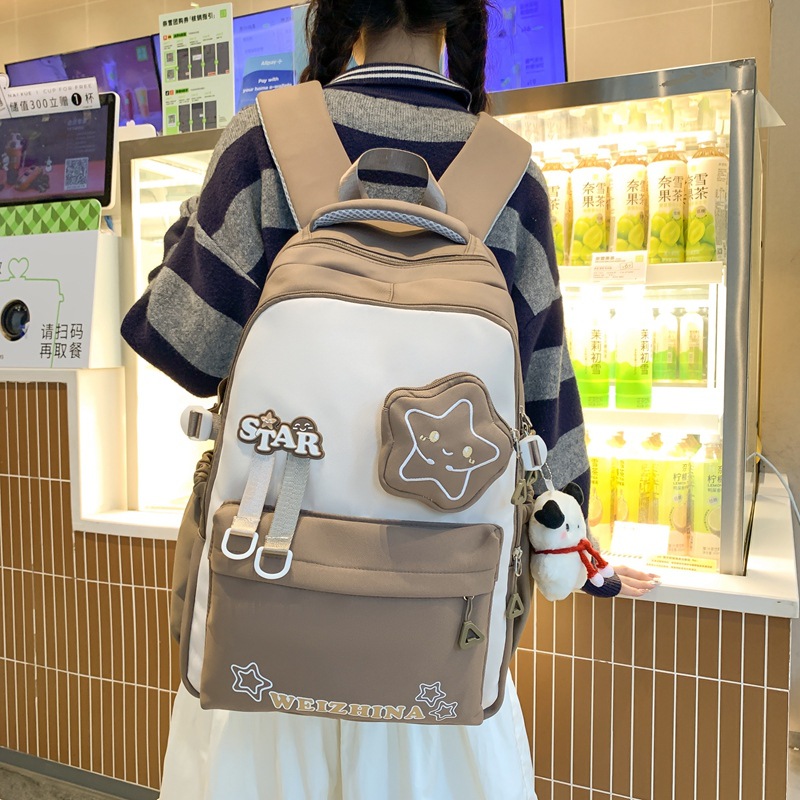 High-appearance-level schoolbag, Korean version of Instagram, Haraju-style backpack for primary school students from grades three to six, color-matched sweet backpack full figure