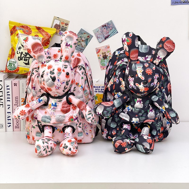 Cute cartoon rabbit backpack for girls 2025 New large-capacity printed ins style backpack trend for business trips and travels Application Scenario
