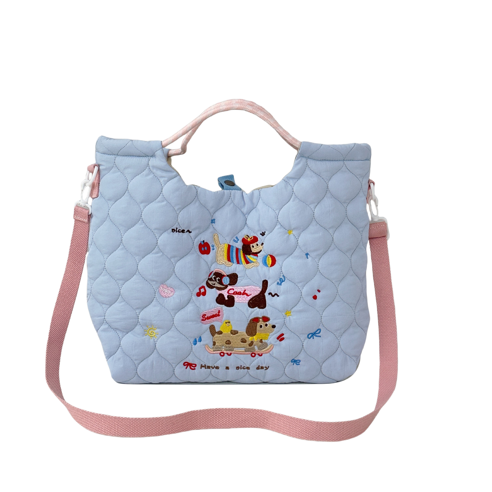 New cute and soft crossbody bag with cartoon embroidery for female students, large-capacity single-shoulder handbag and commuting hand-held bag Item Picture