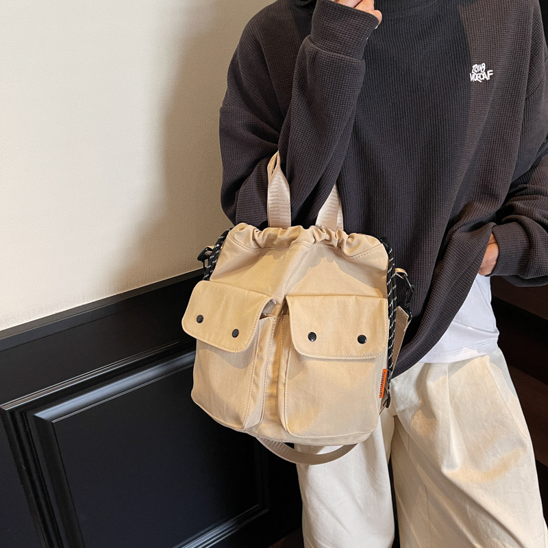 The large capacity Sen bucket drawstring bag for women, 2025 new Korean version casual commuter tote bag, single-shoulder crossbody bag Specification drawing