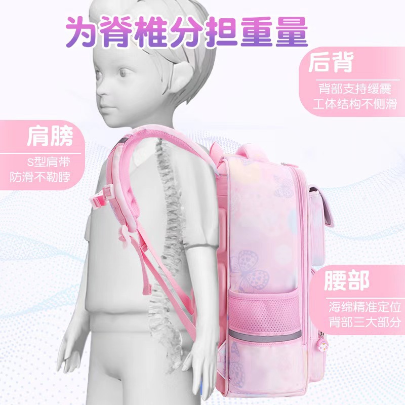 Yugui Dog Kulomi Children's Schoolbag, cartoon backpack for primary school girls, grades 1-6, 3D Spine Support, lightweight and waterproof details Picture
