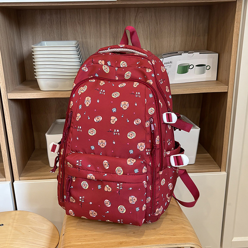 Korean-style Instagram minimalist schoolbags for junior high school, senior high school and college students, cute camcampus casual bags for girls, cherry and strawberry backpacks Specification drawing