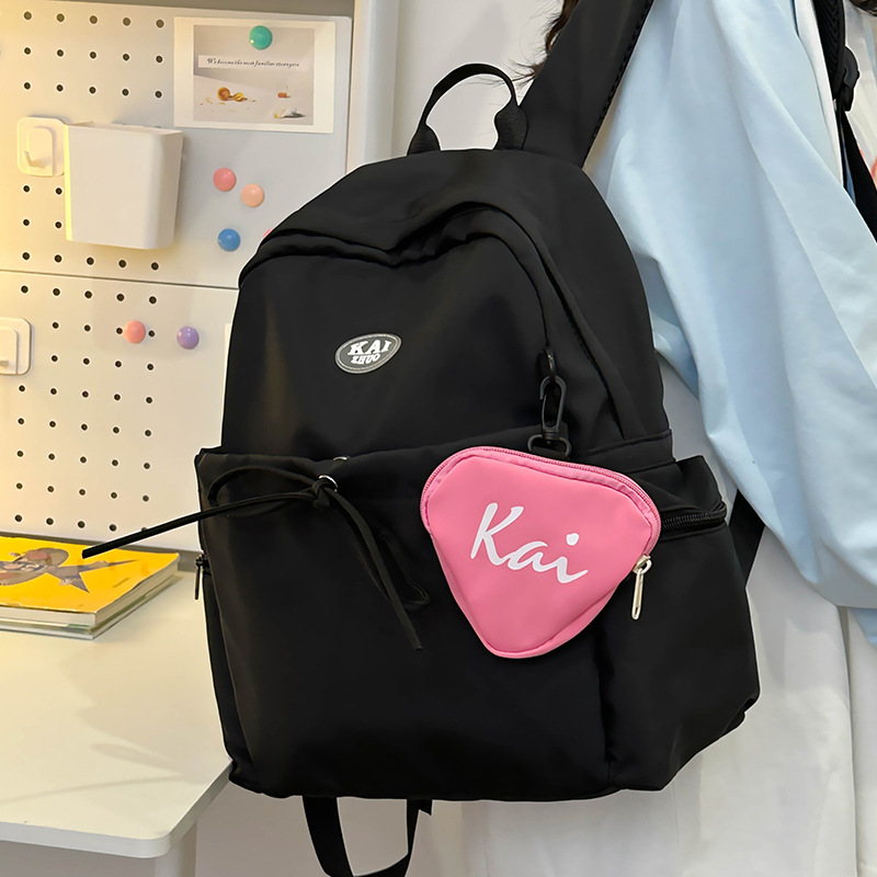 Simple schoolbag treasure, girl's casual bow backpack, Korean style, versatile, high appearance level backpack for primary and secondary school students details Picture