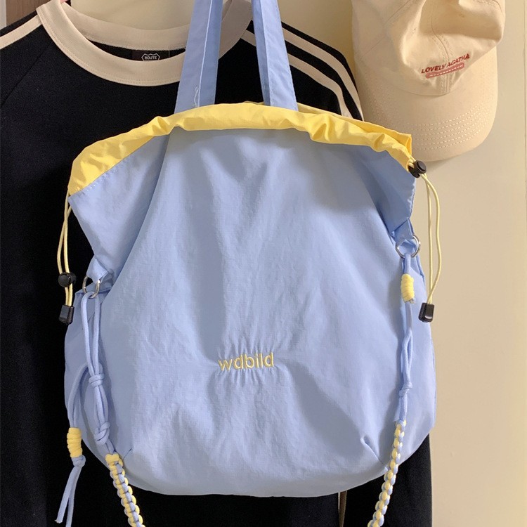Korean Instagram-style sweet girl single-shoulder bag, summer ice cream color-blocked drawstring, dopamine hand-held crossbody bag Specification drawing