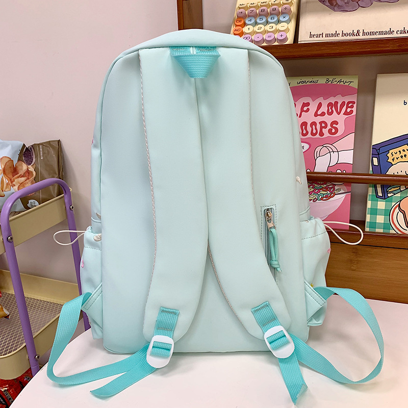 2025 New gentle floral print lightweight college student backpack, forest-style artistic backpack, casual commuting and shopping backpack Specification drawing