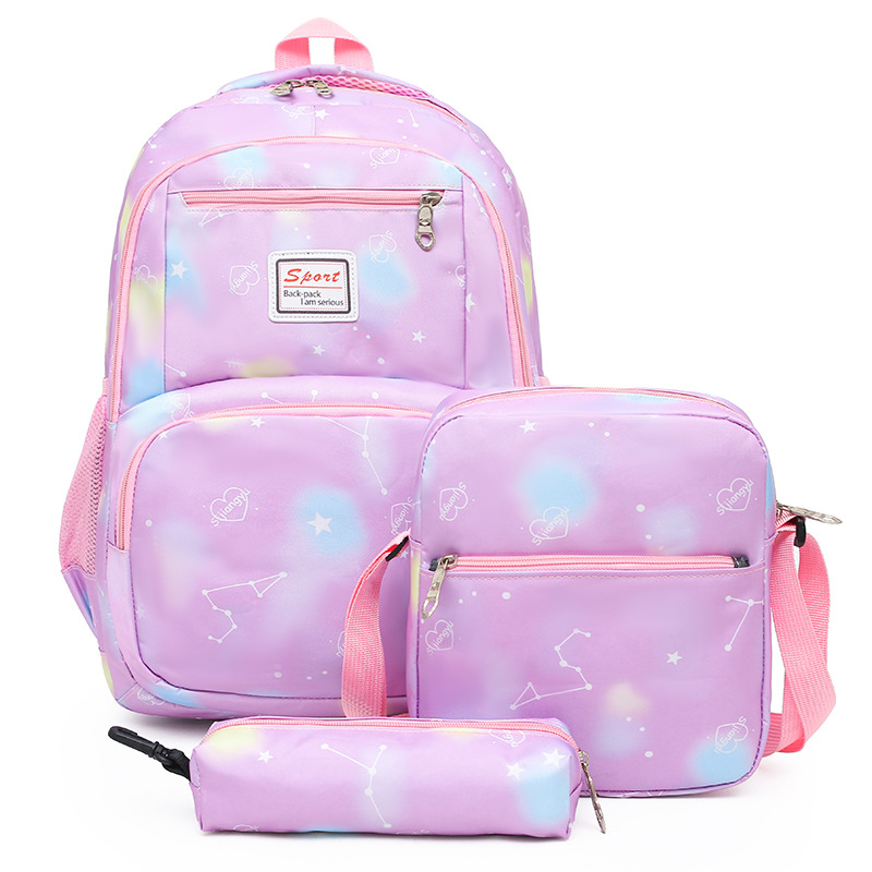 Wholesale of new fashionable and practical cross-border casual three-piece backpacks, large-capacity middle school schoolbags details Picture