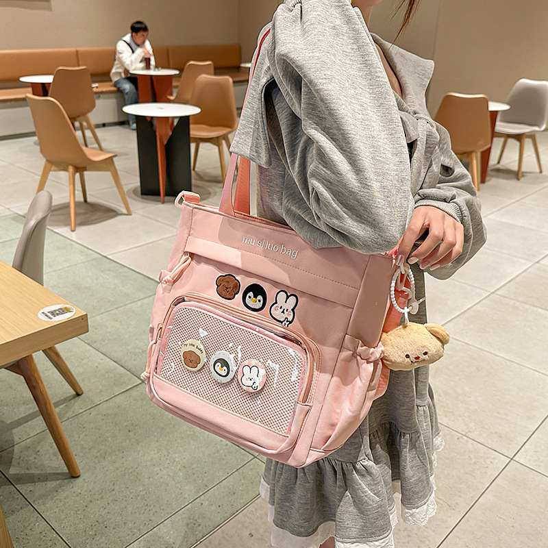 New Japanese-style cute tutorial bag, soft girl transparent pain bag, large capacity, versatile, school-style single-shoulder bag, casual backpack details Picture