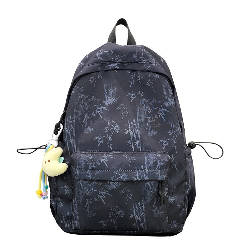 A new high-appeal solid-color bamboo print backpack from Korean Instagram, a couple's lightweight travel backpack with large capacity Item Picture