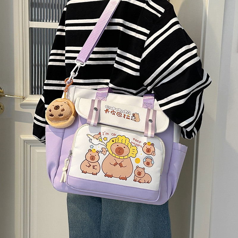 2025 New large-capacity cartoon multi-compartment layer, horizontal appearance, Korean-style commuting, simple after-school bag, lightweight backpack full figure