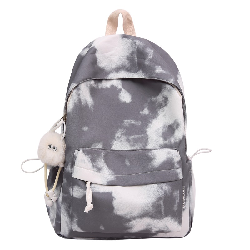 A new high-appearance-level Japanese ins tie-dye niche color-blocking fresh and clean schoolbag for students, a casual and simple backpack Item Picture