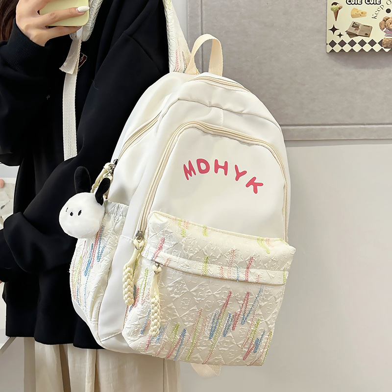 New Korean-style versatile and fresh bag for girls, a fashionable solid-color backpack for junior high school students details Picture