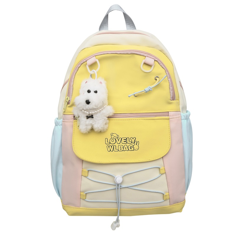 College-style color-blocking large-capacity schoolbag for junior high school students, fresh and clean backpack for girls and high school students, and cute backpack for young girls Item Picture