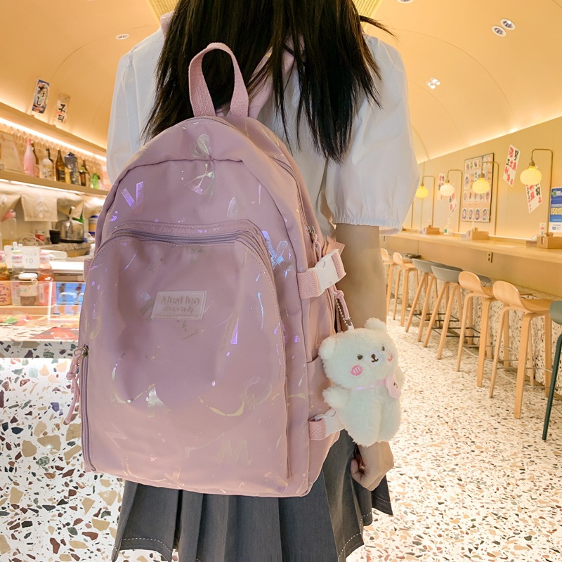 College student graffiti reflective simple schoolbag, versatile casual backpack, large-capacity Hansen series high appearance level backpack full figure