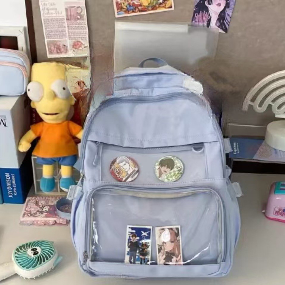 Korean vintage style, simple and casual schoolbag, girl student backpack, cute schoolbag, girl travel bag Item Picture
