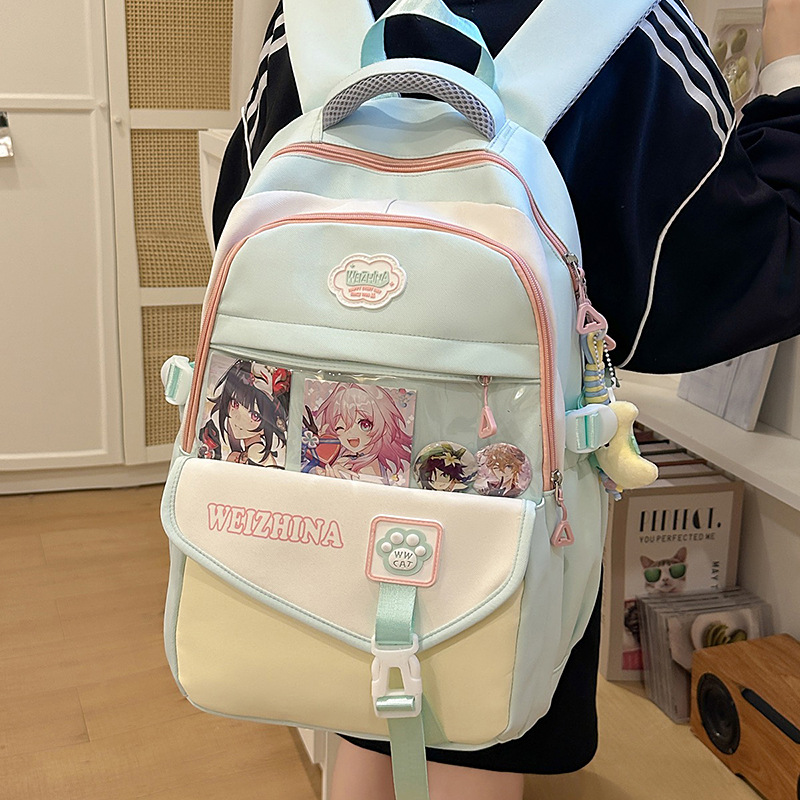 A new Japanese-style, high-appearance-level, fresh and sweet, transparent, pain-relieving bag for junior and senior high school students with a large capacity details Picture