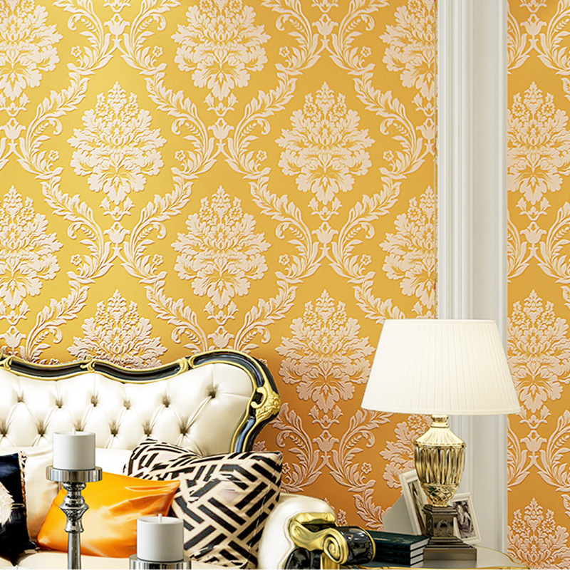 European-style wallpaper, 3D non-woven fabric wallpaper, living room, bedroom, TV background, modern and simple non-self-adhesive wallpaper full figure