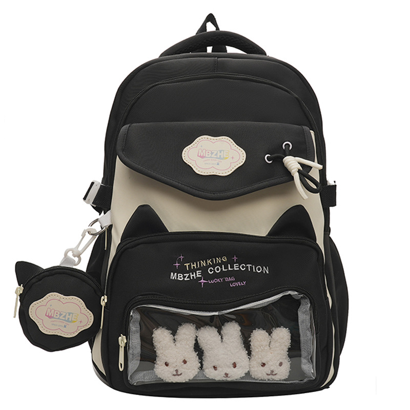 A fresh and clean Ins-style schoolbag for junior high school girls, a large-capacity cute pain bag for senior high school students, and a dopamine backpack Item Picture