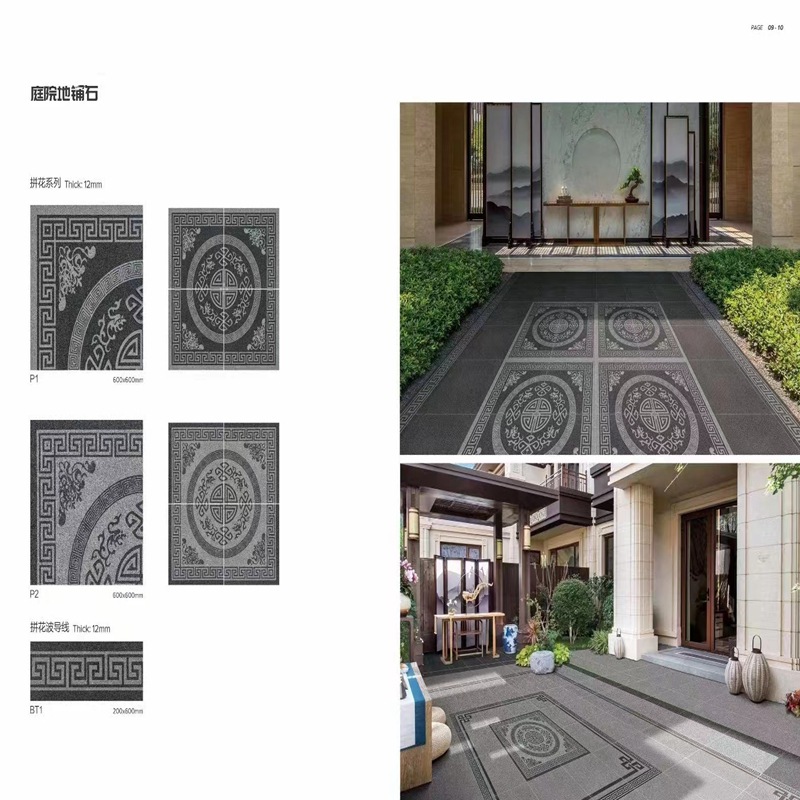 Zhongshi Villa courtyard garden, Mosaic floor, stone paving, outdoor yard, stone imitation brick, pc brick, ice crack anti-slip quartz brick Item Picture