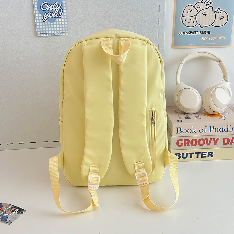 Japanese-style ins fresh and casual schoolbag, simple and versatile backpack for junior and senior high school students, solid-color backpack for college students Specification drawing
