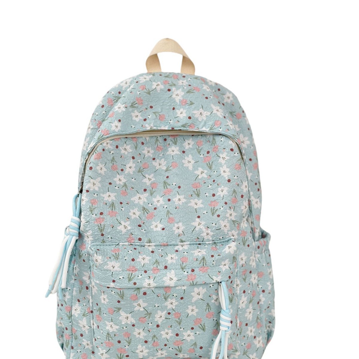 Korean InS-style floral print schoolbag for junior and senior high school students, high appearance level, large-capacity backpack, simple and lightweight campus backpack Item Picture