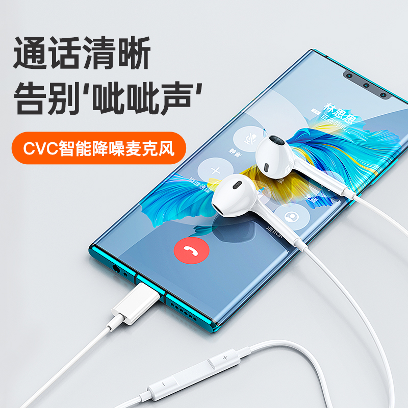 Wired headphones Type-C compatible with Huawei mate60pro phone nova12p60 digital pura70 interface 696 Specification drawing