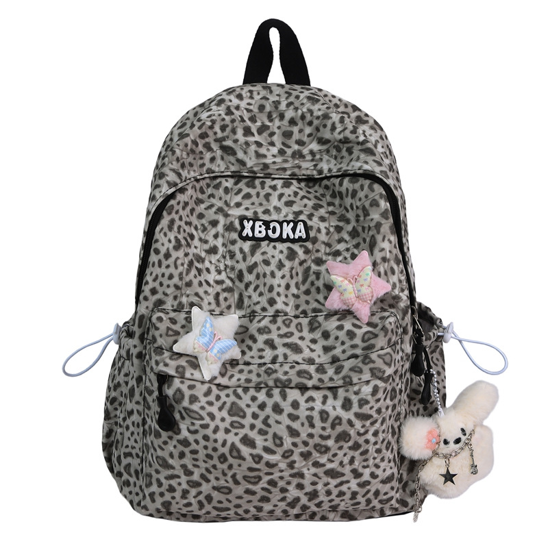 A new high-appearance-level Japanese ins fresh and sweet leopard print mini backpack with large capacity for junior and senior high school students Item Picture