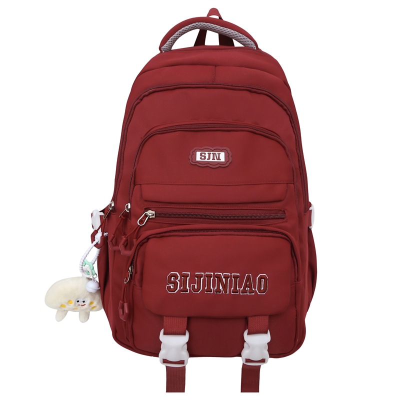 A new solid-color large-capacity backpack with a Japanese ins school style, versatile for junior high school students and featuring multiple compartments to reduce the load Item Picture