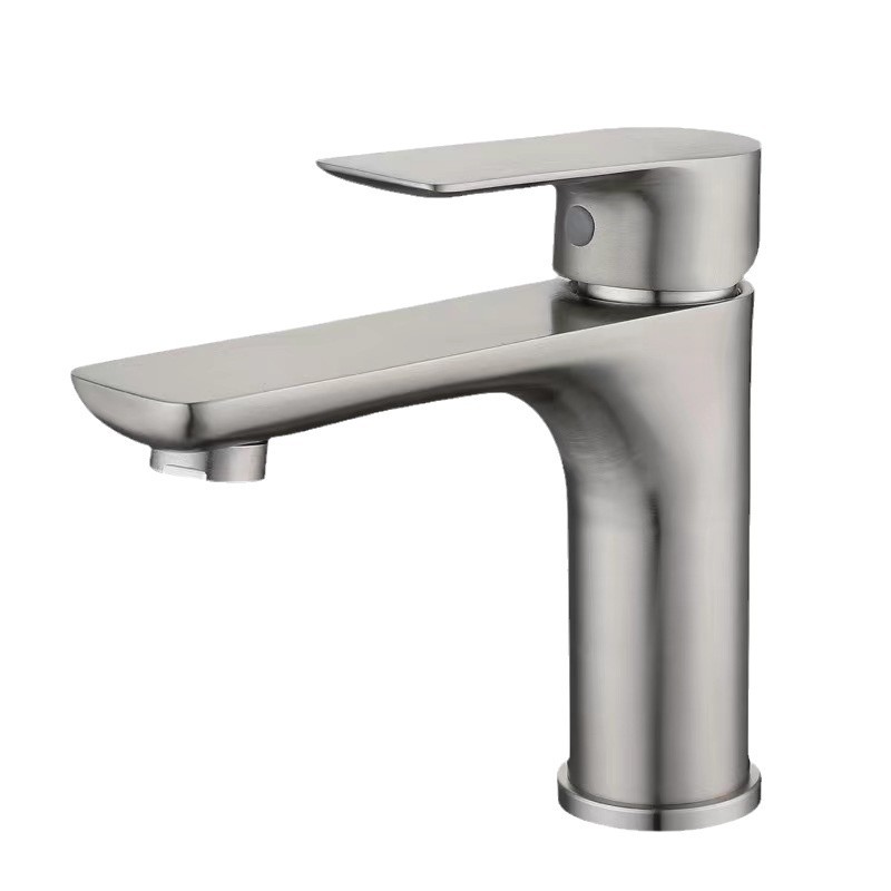 Ceramic washbasin, stainless steel flat plate, single-hole gun, gray and black brushed, cold and hot single-cold washbasin, faucet Item Picture
