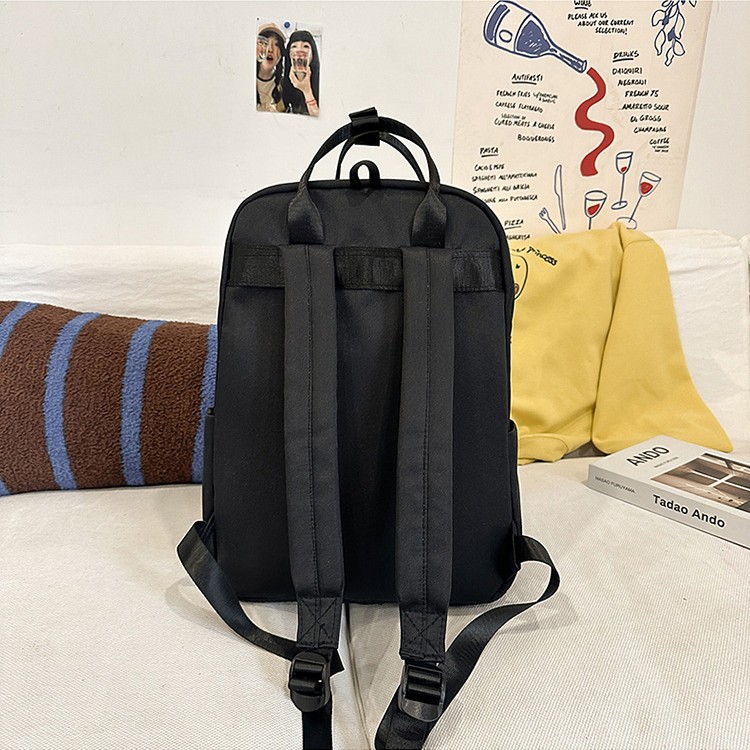 Simple and large-capacity schoolbag, forest style versatile for college students, solid-color computer bag, waterproof, lightweight backpack for traveling Specification drawing