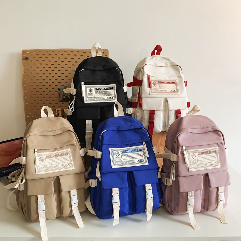 The new 2024 schoolbag is a workwear style for girls' high school birthdays, a solid color for university campuses, and a large-capacity backpack for junior high school students details Picture