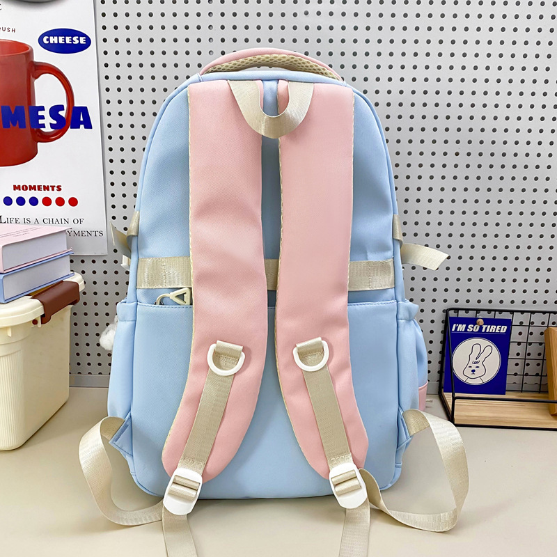 The new dopamine Korean-style fresh and cute schoolbag is versatile, sweet and adorable. It's a casual commuting and after-school bag Specification drawing