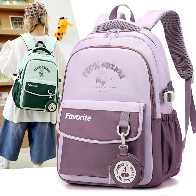 Spring new Korean style ins school style color-blocking schoolbag with high appearance level, multi-layered backpack for primary school students in grades 3 to 6 full figure