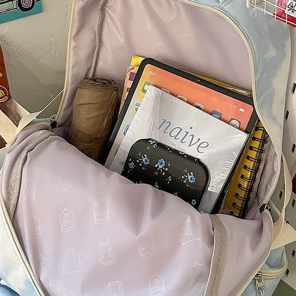 A new high-appearance-level, fresh and sweet tie-dyed color-blocking backpack from Japanese Instagram, a large-capacity backpack for female junior and senior high school students Application Scenario