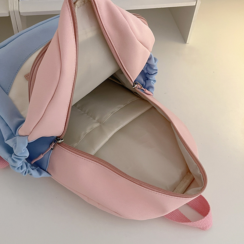 A small backpack for children's spring outing and study tour, a Japanese-style Instagram sweet color contrast forest-style mini backpack for girls' travel and shopping Specification drawing