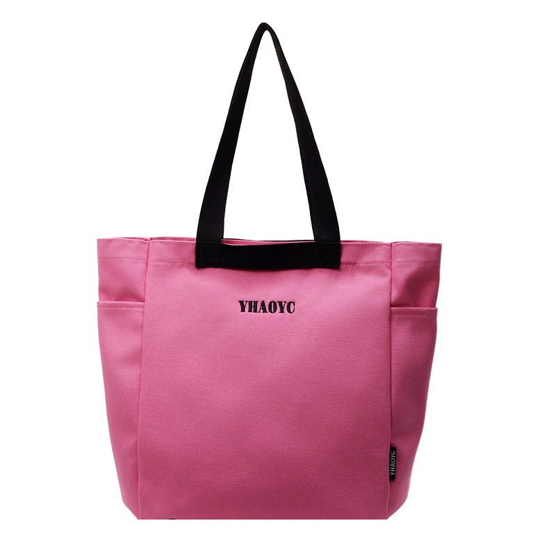 Simple commuting canvas bag for classes, casual tote bag for female college students, Korean-style large-capacity shopping bag, information bag Item Picture