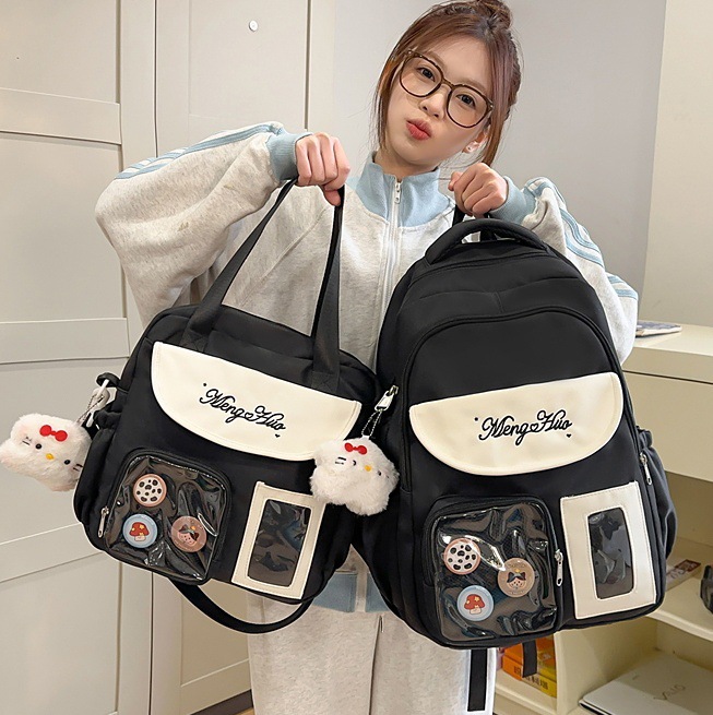 Korean-style ins school style versatile and cute middle school students from grades three to six with a forest-themed fresh and light two-piece backpack full figure