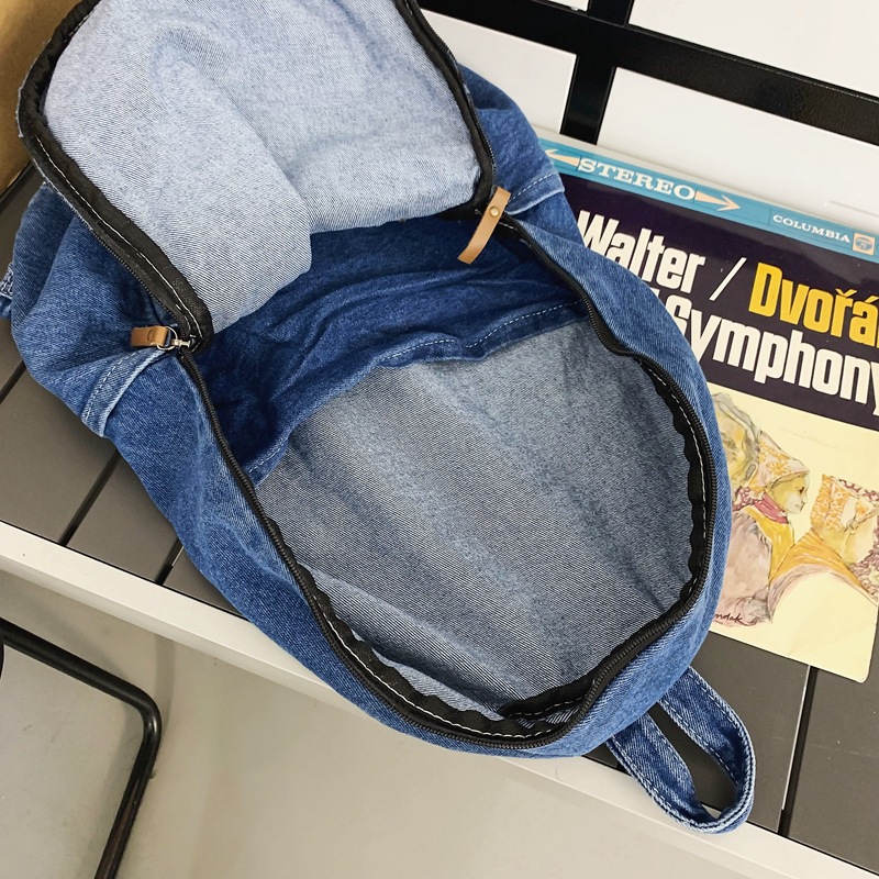 Schoolbag girls' ins style Japanese simple washable denim high school backpack laid-back style college students' trendy backpack Application Scenario