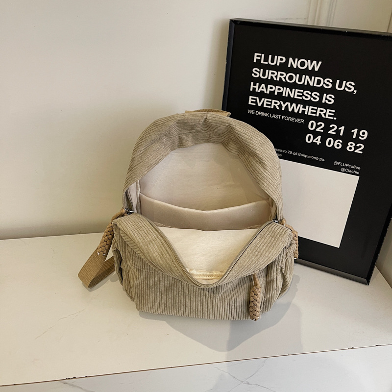 Korean version 2025 Summer new backpack for students, simple and casual, large-capacity commuting forest-style versatile schoolbag Specification drawing