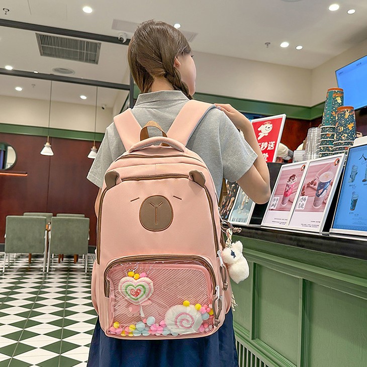New cute, ugly and adorable cartoon pain-layer backpack for girls, high appearance level for primary and secondary school students, large capacity backpack for boys details Picture