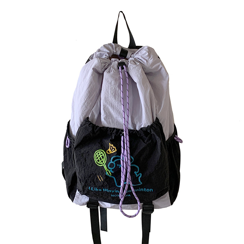 The new high-appeal, fresh and cute drawstring ins backpack is a simple, lightweight and versatile commuting backpack for women with contrasting colors Item Picture