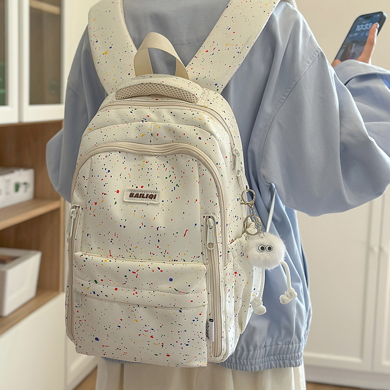 A new Japanese-style ins high-appearance-level fresh and sweet small floral backpack, a lightweight and large-capacity backpack for junior and senior high school students details Picture